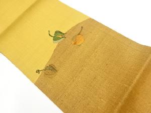 手織り紬抽象模様織出し開き名古屋帯（額縁仕立て）